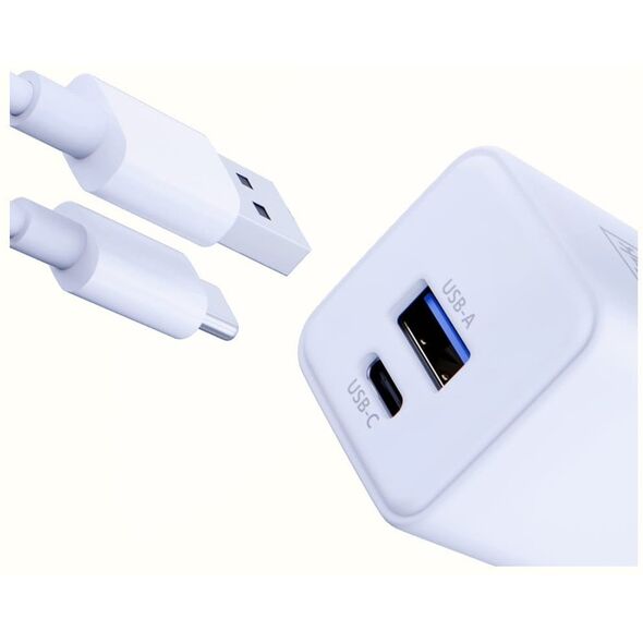 Ładowarka sieciowa 3MK Hyper GaN Charger 20W 1xUSB-A 1XUSB-C PD QC4+ biały