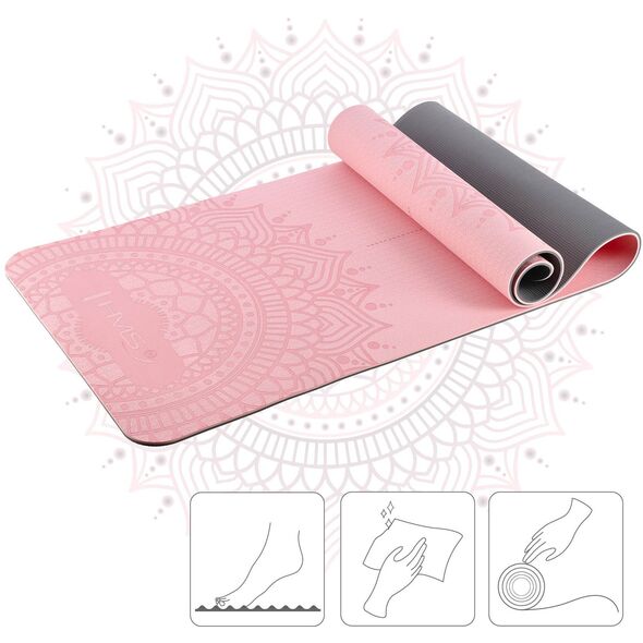 ZESTAW DO JOGI HMS MATA TPE LIGHT PINK YM10 + KOSTKA GRAY KJ02 + PASEK SJ02