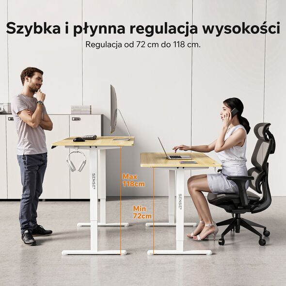 Biurko SENSE7 NOJO LIGHT Jasnobrązowo-Białe 140 cmx70 cm