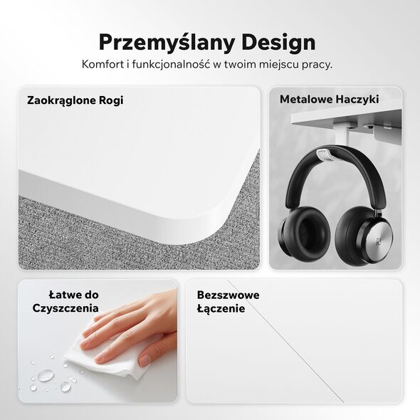 Biurko SENSE7 NOJO LIGHT Białe 120 cmx60 cm
