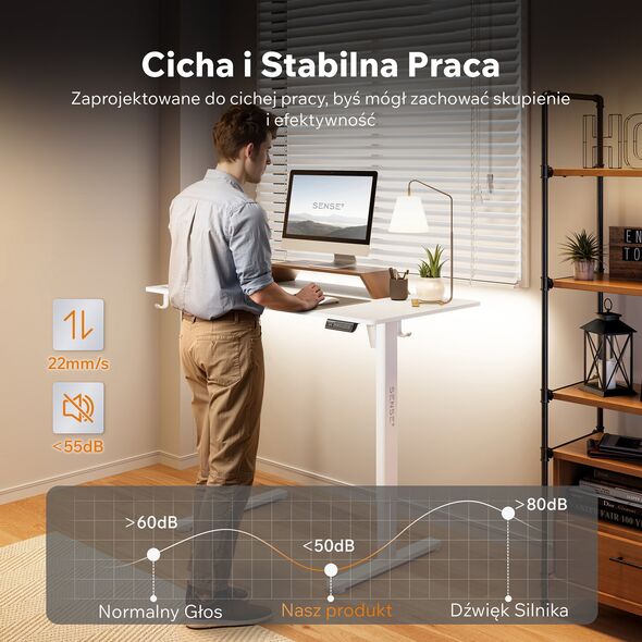 Biurko SENSE7 NOJO LIGHT Białe 120 cmx60 cm
