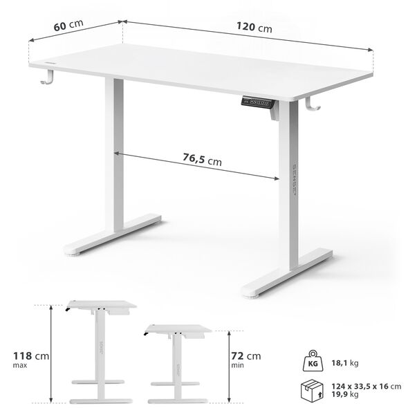 Biurko SENSE7 NOJO LIGHT Białe 120 cmx60 cm