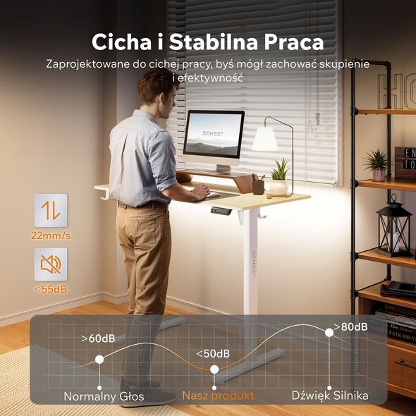 Biurko SENSE7 NOJO LIGHT Jasnobrązowo-Białe 120 cmx60 cm