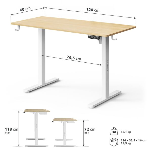 Biurko SENSE7 NOJO LIGHT Jasnobrązowo-Białe 120 cmx60 cm