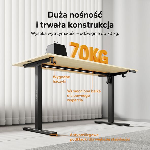 Biurko SENSE7 NOJO LIGHT Jasnobrązowo-Czarne 140 cmx70 cm