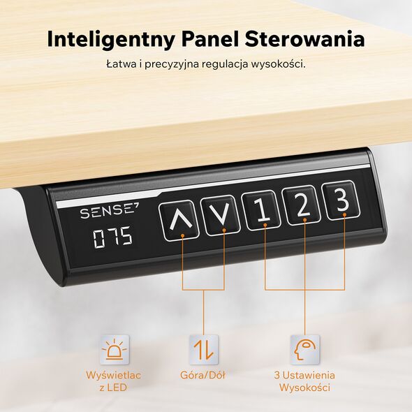 Biurko SENSE7 NOJO LIGHT Jasnobrązowo-Czarne 140 cmx70 cm