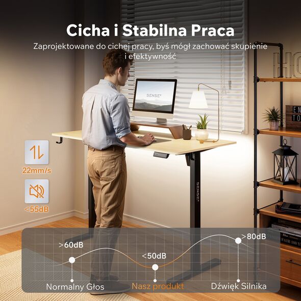 Biurko SENSE7 NOJO LIGHT Jasnobrązowo-Czarne 140 cmx70 cm