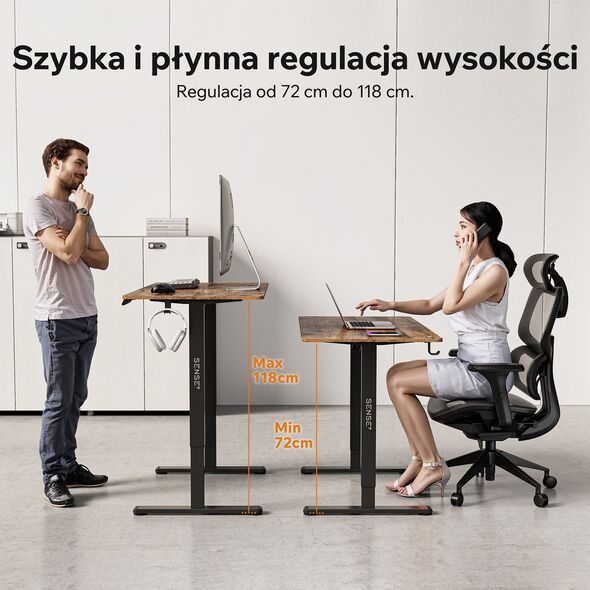 Biurko SENSE7 NOJO LIGHT Ciemnobrązowe 120 cmx60 cm