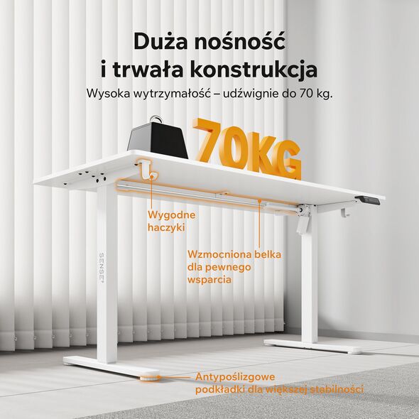 Biurko SENSE7 NOJO LIGHT Białe 140 cmx70 cm