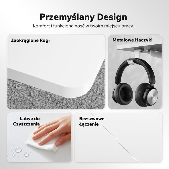 Biurko SENSE7 NOJO LIGHT Białe 140 cmx70 cm