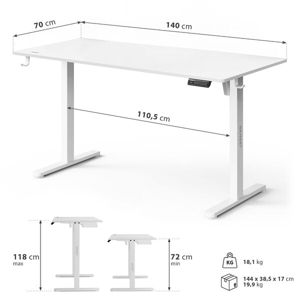 Biurko SENSE7 NOJO LIGHT Białe 140 cmx70 cm
