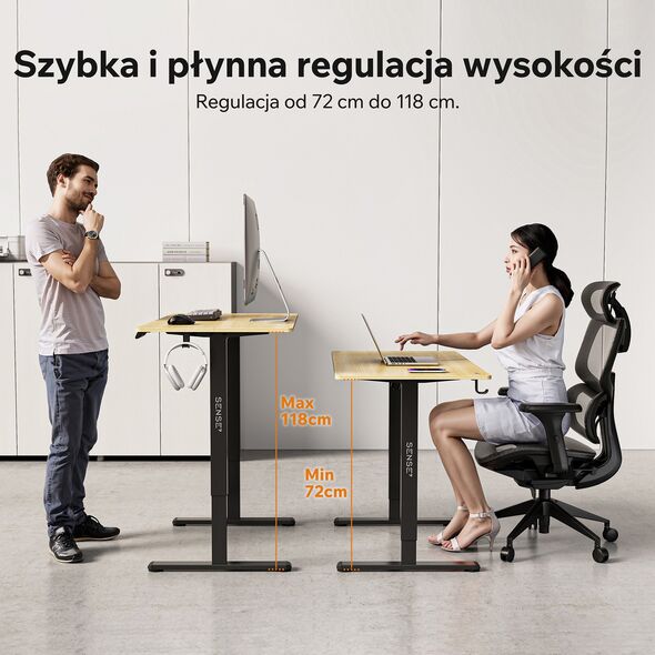 Biurko SENSE7 NOJO LIGHT Jasnobrązowo-Czarne 120 cmx60 cm