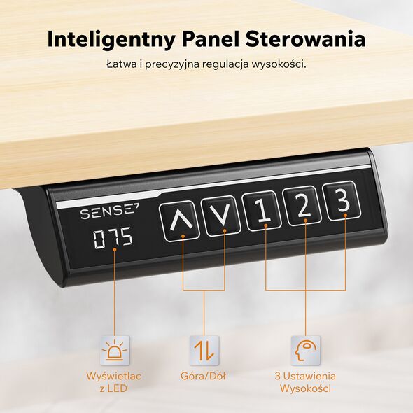 Biurko SENSE7 NOJO LIGHT Jasnobrązowo-Czarne 120 cmx60 cm