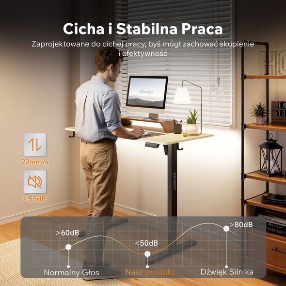 Biurko SENSE7 NOJO LIGHT Jasnobrązowo-Czarne 120 cmx60 cm