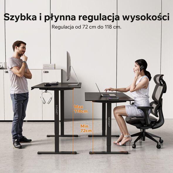 Biurko SENSE7 NOJO LIGHT Czarne 140 cmx70 cm
