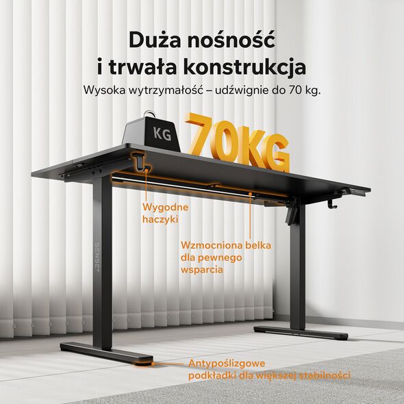 Biurko SENSE7 NOJO LIGHT Czarne 140 cmx70 cm