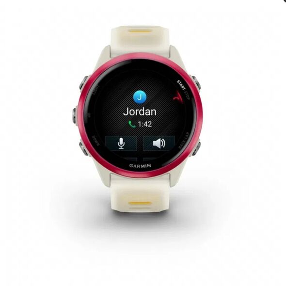 Garmin Forerunner® 570 - 42mm, Raspberry Aluminium with Translucent Bone/Mango Band