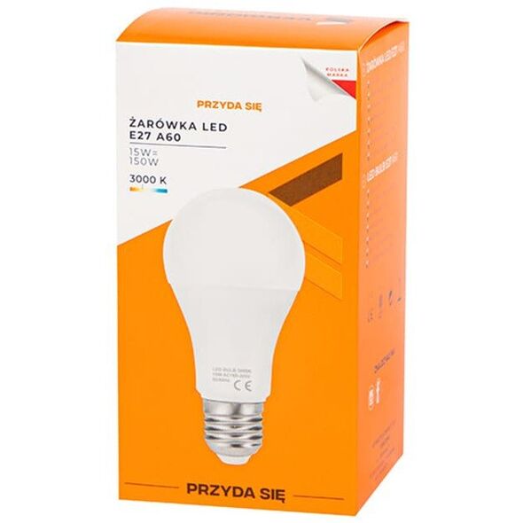 Żarówka LED E27 15W A60 230V biała ciepła