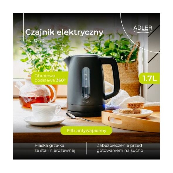 Czajnik elektryczny 1,7 L | STRIX | Płaska grzałka | Automatyczne wyłączanie | czarny