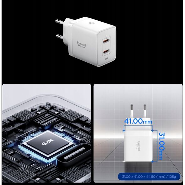 Spigen Essential 47W Wall Charger EE472EU, white