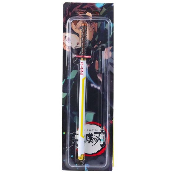 Długopis Miecz Katana Anime Metalowy Czarny Tusz Wymienny Wkład Biało-Żółty LEAN
