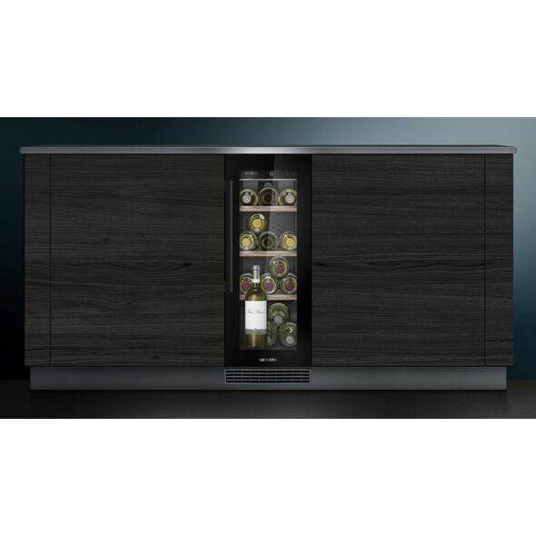 Siemens iQ500 KU20WVHF0, Συμπιεστής ψυγείου κρασιού, Εντοιχιζόμενο, 21 φιάλες, 70 W, F, Μαύρο