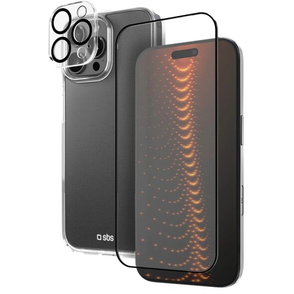 Σετ SBS με τεχνολογία D3O για iPhone 16 – θήκη + προστατευτικό γυαλί για οθόνη και κάμερα - διάφανο