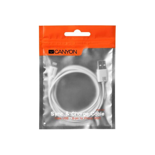 Kabel USB Canyon USB-A - 1 m Biały (CNE-CFI1W)