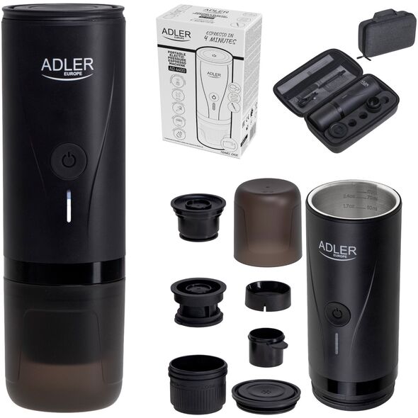 Adler AD 4400 Przenośny elektryczny ekspres ciśnieniowy do kawy - 20 bar - USB
