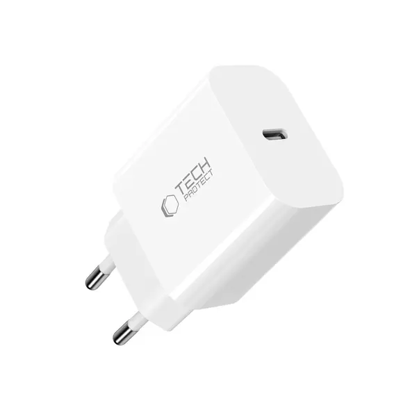 Ładowarka sieciowa Tech-Protect NC20W 1-port USB-C Network Charger PD 20W + Lightning Cable White