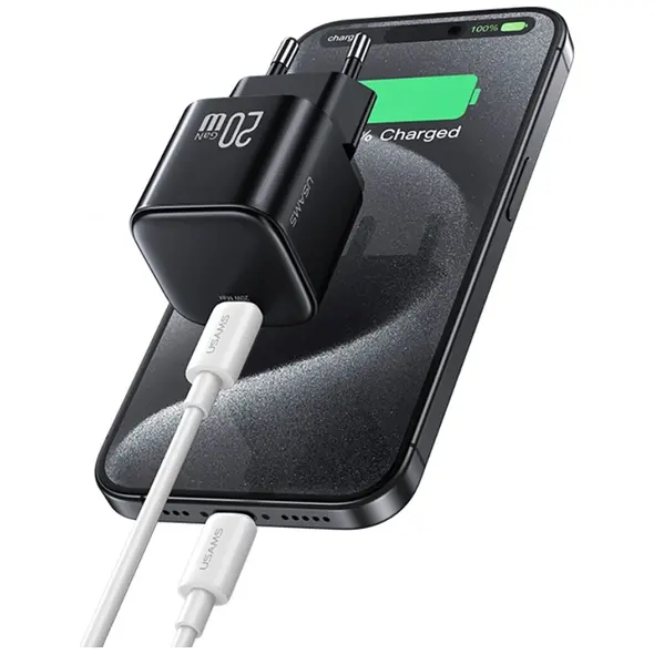Ładowarka sieciowa USAMS JO Series CC260 20W USB-C + kabel USB-C / USB-C 1m biały