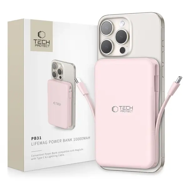 Powerbank Tech-Protect PB31 LifeMag MagSafe Power Bank 10000mah Pink
