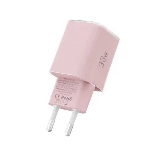 Ładowarka sieciowa Tech-Protect NCM33W 2-port USB-A, USB-C Network Charger PD 33W / QC3.0 Baby Pink