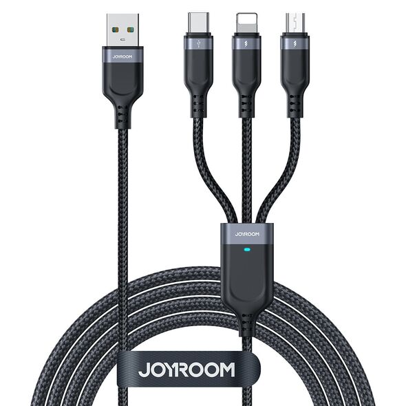 Kabel 3w1 Joyroom Multi-Use Series S-1T3018A18 USB-A / Lightning, USB-C, micro USB 1.2m - czarny