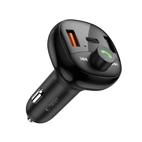 Ładowarka samochodowa Tech-Protect CC06 3-port Car Charger 2xUSB-A, USB-C PD 72W + Transmiter FM Bluetooth Black