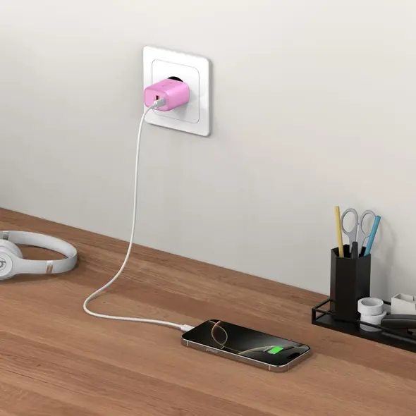 Ładowarka sieciowa Tech-Protect NCA30 USB-A, USB-C Network Charger PD 30W / QC3.0 Baby Pink