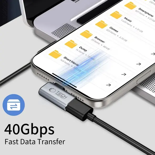 Adapter USB-C / USB-C Tech-Protect Ultraboost AA01 Angle Adapter USB-C Grey