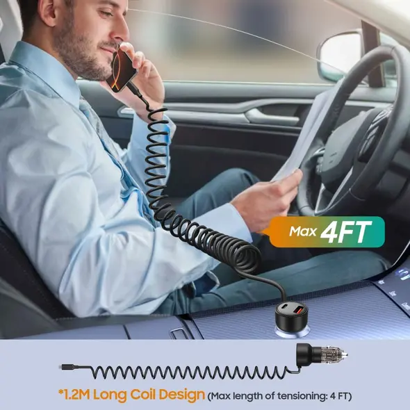 Ładowarka samochodowa Tech-Protect CC05 2-port Car Charger USB-A, USB-C PD 60W + USB-C Cable Black