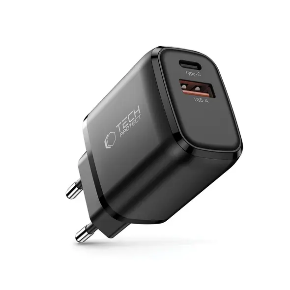 Ładowarka sieciowa Tech-Protect NCA20 USB-A, USB-C Network Charger PD 20W / QC3.0 Black