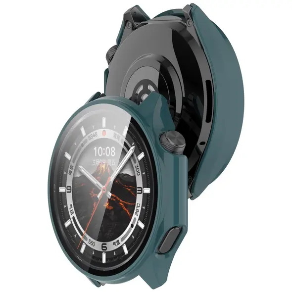 Etui ze szkłem do zegarka Bizon Case+Glass Watch do OnePlus Watch 3 / Oppo Watch X2 zielone