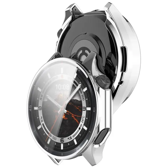 Etui z osłoną ekranu Bizon Case Watch Felipe do OnePlus Watch 3 / Oppo Watch X2 srebrne