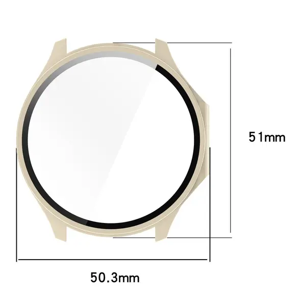 Etui ze szkłem do zegarka Bizon Case+Glass Watch do OnePlus Watch 3 / Oppo Watch X2 beżowe