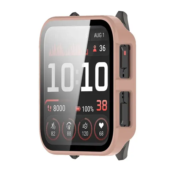 Etui ze szkłem do zegarka Bizon Case+Glass Watch do Garmin Venu X1 różowe