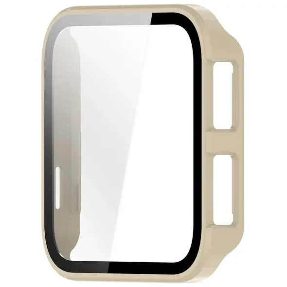 Etui ze szkłem do zegarka Bizon Case+Glass Watch do Garmin Venu X1 beżowe