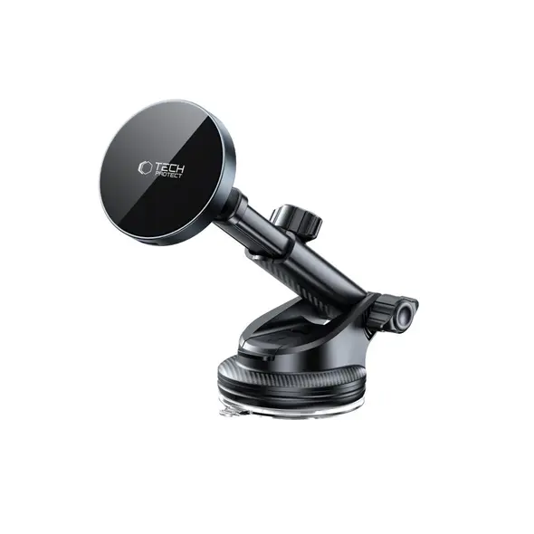 Uchwyt samochodowy na kokpit / szybę / do kratki z ładowarką 15W + 2x blaszki magnetyczne Tech-Protect MM15W-V5 Magnetic MagSafe Dashboard & Vent Car Mount Wireless Charger 15W Black