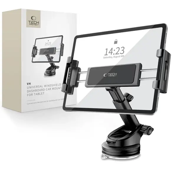 Uchwyt samochodowy na kokpit / szybę / do kratki do tableta Tech-Protect V4 Universal Windshield & Dashboard Car Mount For Tablet Black