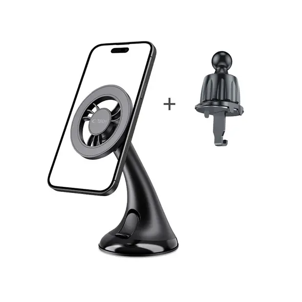 Magnetyczny uchwyt samochodowy na kokpit / szybę / do kratki Tech-Protect N56 Magnetic MagSafe Dashboard Unrg & Vent Car Mount Black