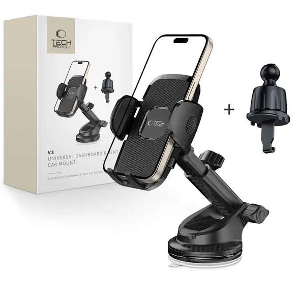 Uchwyt samochodowy na kokpit / szybę / do kratki Tech-Protect V3 Universal Dashboard & Vent Car Mount Black