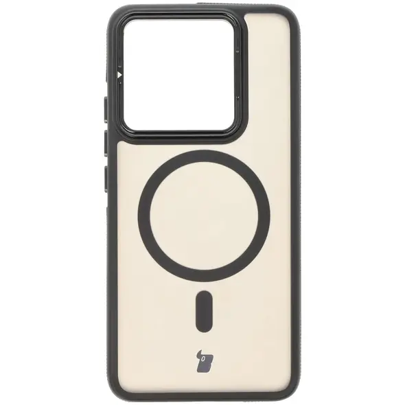 Etui z podstawką i pierścieniem magnetycznym Bizon Case Eclipse do Xiaomi 14T przydymione z czarną ramką