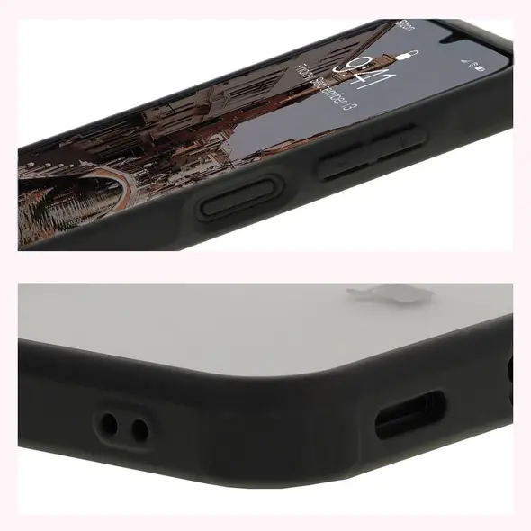 Etui z pierścieniem magnetycznym Bizon Case MatteO do Samsung Galaxy A16 4G/5G półprzezroczyste z czarną ramką